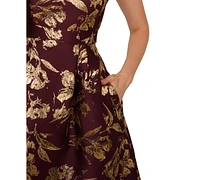 Adrianna Papell Women's Metallic Jacquard Fit & Flare Dress