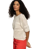 Sanctuary Women's Cotton Openwork Macrame Crewneck Tee