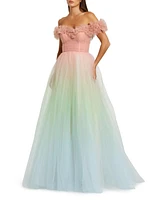 Mac Duggal Women's Off The Shoulder Ombre Tulle Ballgown