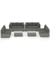 Gymax 10PCS Sectional Sofa Couch Pe Rattan Conversation Set