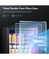 Zafro 1.3 Cu.ft Mini Beverage Fridge, 12 Bottle & 48 Can Cooler, Glass Door with Digital Temperature Control, Ideal for Soda, Beer, or Wine, Compact D