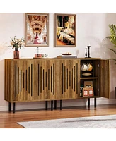 Tribesigns Set of 2 Sideboard Buffet with Storage, 59" Buffet Sideboard Cabinet with Adjustable Shelves, Accent Storage Cabinet for Living Room