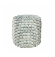 Round Geometric Polyester Pouf Ottoman for Indoor and Outdoor Seating