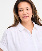 Style & Co Plus Button-Front Short-Sleeve Shirt, Exclusively at Macy's