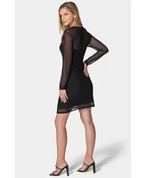 Bebe Women's Square Neck Powermesh Dress