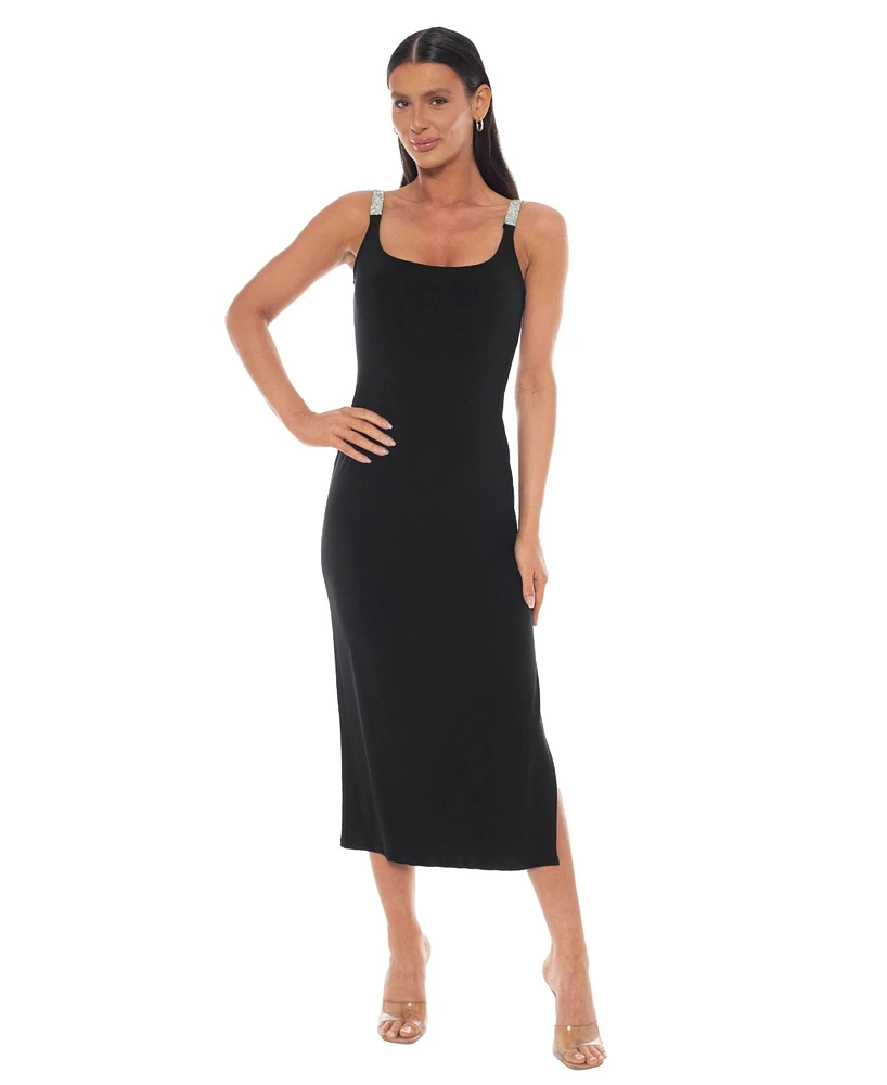 Bebe Women's Jersey Maxi Tank Dress with Rhinestone