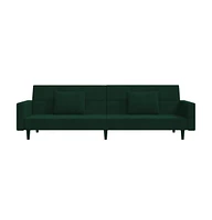 2-Seater Sofa Bed with Two Pillows Dark Green Velvet