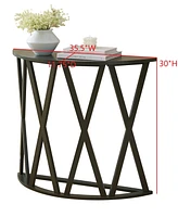 Kings Brand Furniture Vienna Console Table - Semicircular Side Coffee for Living Room, Bedroom