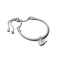 Pandora Sterling Silver Sparkling Dangle Heart Bracelet Set