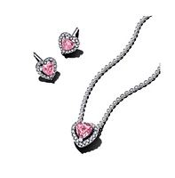 Pandora Sterling Silver Pink Elevated Heart Jewelry Gift Set