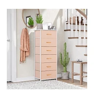Steel and Fabric Six-Drawer Chest for Bedroom Closet Home Storage