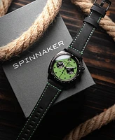 Spinnaker Men's Hull Chronograph Black Leather Strap Watch, 42mm