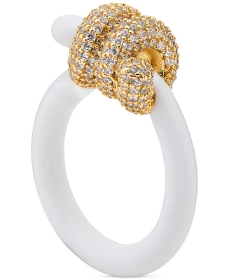 kate spade new york Gold-Tone Pave Rope Wrapped Knot Ring