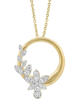 Effy Diamond Vine & Polished Circle Pendant Necklace (1/3 ct. t.w.) in 14k Gold
