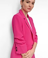 Dkny Petite Aero Crepe Scrunch-Sleeve One-Button Blazer