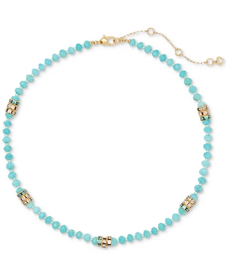 kate spade new york Gold-Tone Crystal & Bead Collar Necklace, 16" + 3" extender