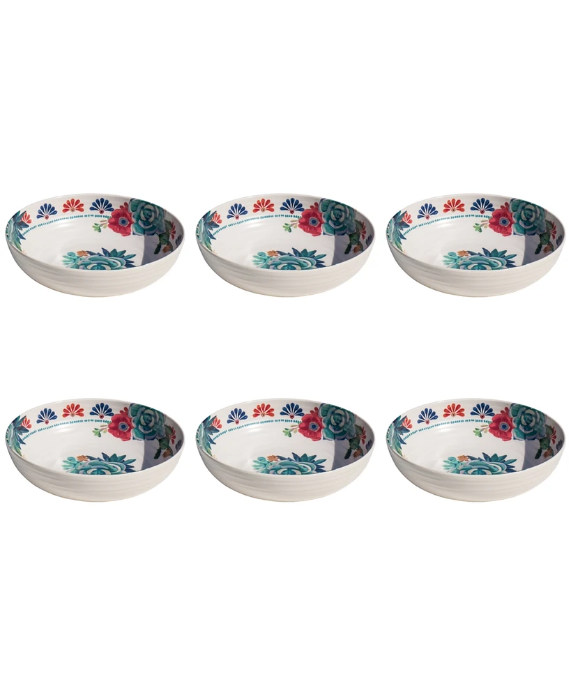 TarHong Desert Succulent 6-Pc. Low Bowls, Service For 6