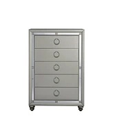 Solid Wood Five-Drawer Chest with Mirrored Accents for Bedroom Storage