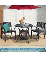 Gymax 5PCS Cast Aluminum Patio Bistro Set Outdoor Dining Table & Chair Furniture Set