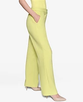 Karl Lagerfeld Paris Women's Full Straight-Leg Mid-Rise Pants