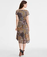 Robbie Bee Women's Printed Tie-Waist Midi Dress