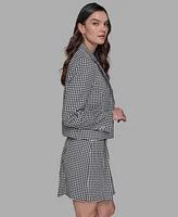 Karl Lagerfeld Paris Women's Check Print One-Button Blazer