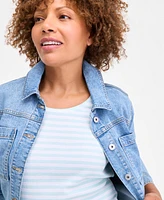 Style & Co Petite Simple Stripe Scoop-Neck Knit Top, Exclusively at Macy's