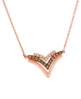 Le Vian Chocolate Diamond & Nude Diamond Triple Chevron 16" Pendant Necklace (3/8 ct. t.w.) in 14k Rose Gold