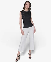 Karl Lagerfeld Paris Women's Pointelle Knit Sleeveless Top
