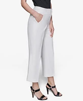 Karl Lagerfeld Paris Women's Cropped Wide-Leg Mid-Rise Pants