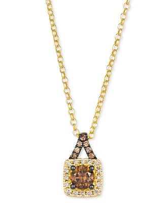 Le Vian Chocolate Diamond & Nude Diamond Square Halo 19" Pendant Necklace (5/8 ct. t.w.) in 14k Gold