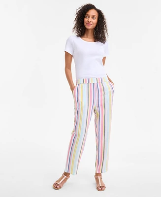 Style & Co Women's Cotton Striped Pull-On Gauze Pants, Exclusively at Macy's