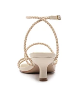 Schutz Women's Kaya Straw Mid Stiletto Heel Sandals