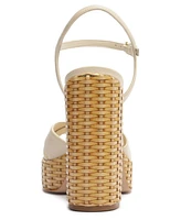 Schutz Women's Keefa High Straw Round Toe Sandals