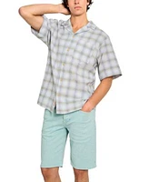 Scotch Soda Mens Checked Short Sleeve Shirt Denim Shorts