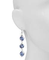 Patricia Nash Silver-Tone Flower Bead Linear Drop Earrings