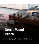 Fluance Turntable Isolation Base Anti-Vibration Wood Platform And HiFi Vinyl Record Weight Stabilizer with Rubberized Finish - Natural Walnut