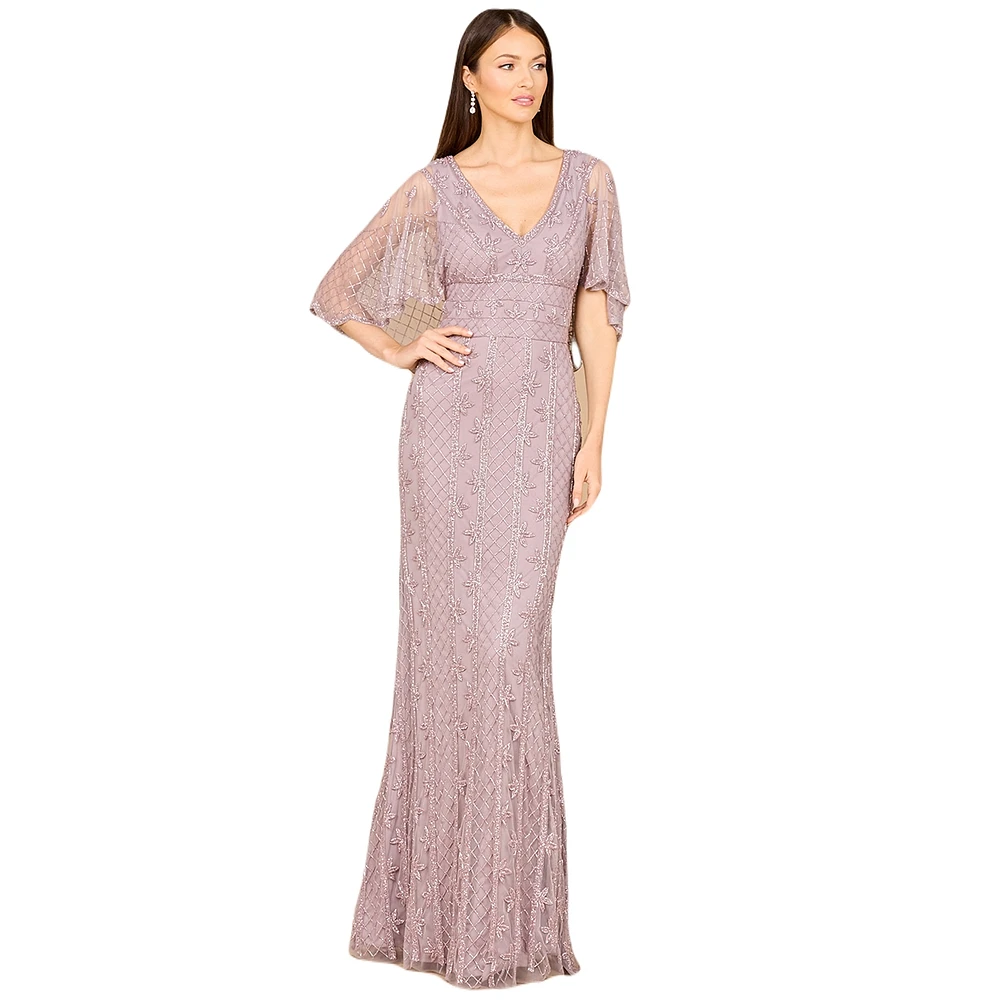Lara Women's Cape Sleeve Mermaid Gown