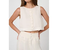 WeWoreWhat Women's Boxy Linen Boatneck Top