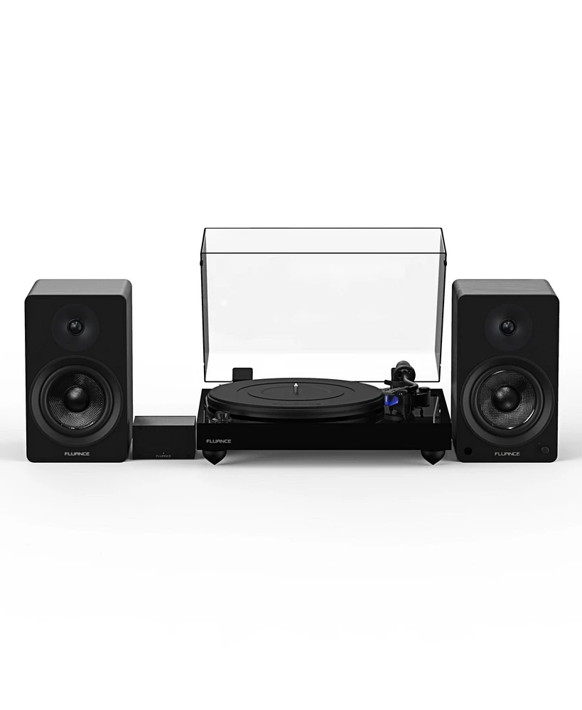 Fluance Reference RT84 High Fidelity Vinyl Turntable (Natural Walnut), PA10 Phono Preamp, Ai41 Powered 5" Bookshelf Speakers (White Ortofon 2