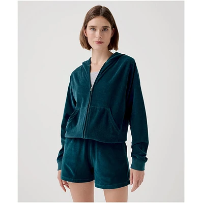 Pact Women's Organic Cotton Velour Zip Hoodie