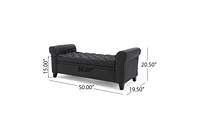 Tufted Storage Ottoman Bench with Rolled Arms, Button-Tufted Diamond Stitching, Soft-Close Hinges, and Versatile Design for Seating Storage-The Po