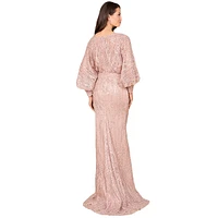 Lara Women's Long Bishop Sleeve Lace Gown