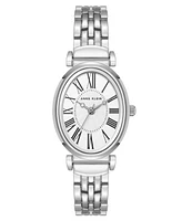 Anne Klein Women's Quartz Oval Roman Numeral Silver-Tone Metal Alloy Watch, 25mm