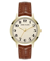 Anne Klein Women's Quartz Casual Polyurethane Leather and Gold-Tone Metal Alloy Boyfriend Watch