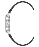Anne Klein Women's Quartz Casual Black Polyurethane Leather and Silver-Tone Metal Alloy Boyfriend Watch, 34mm