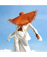 Amora Oversized Woven Straw Hat Burnt Caramel