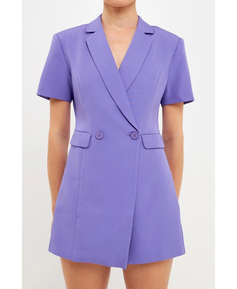 endless rose Women's Short Sleeve Blazer Romper