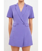 endless rose Women's Short Sleeve Blazer Romper