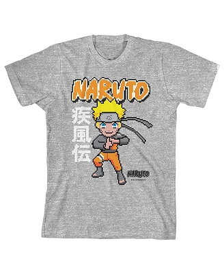 Naruto Boys Shippuden Pixel Character Youth Heather Gray Graphic